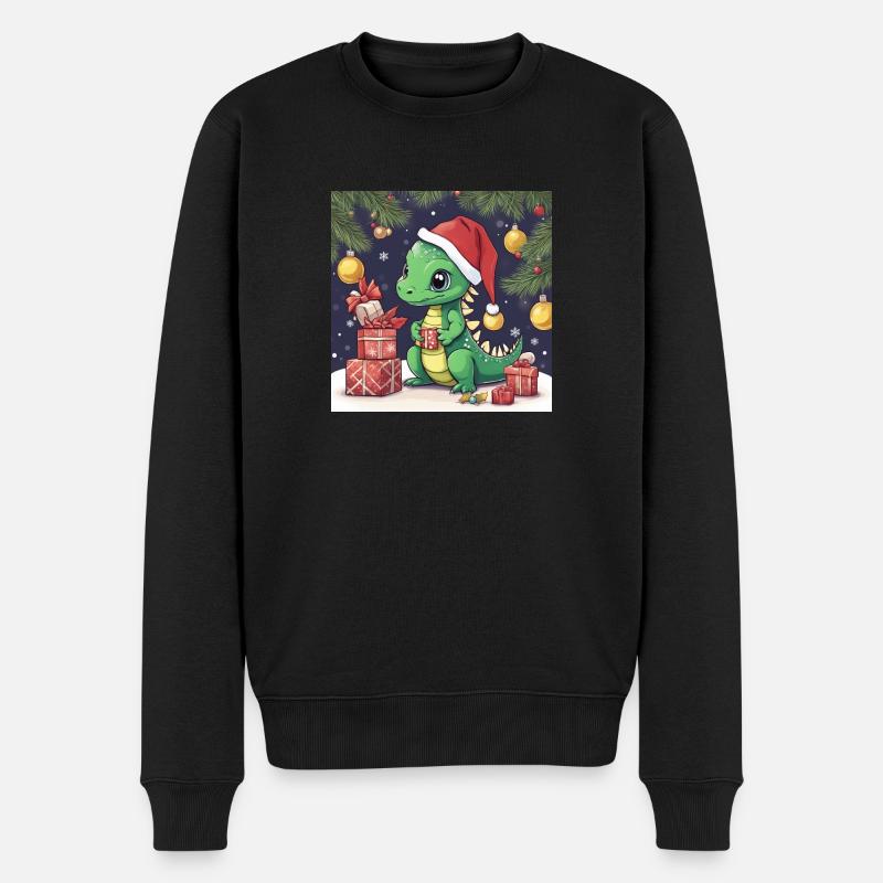 Dragon de Noël vert - Pull Premium bio Homme - noir