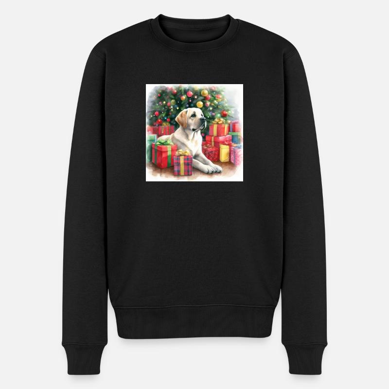 Golden Retriever at Christmas - Männer Premium Bio Pullover - Schwarz
