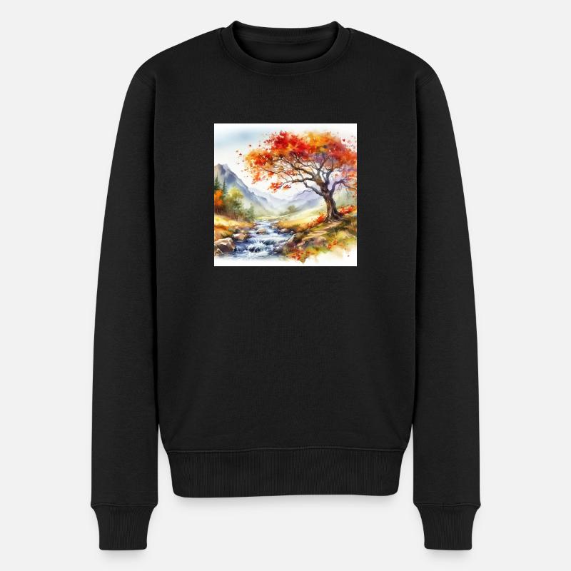 Aquarellmalerei - Männer Premium Bio Pullover - Schwarz