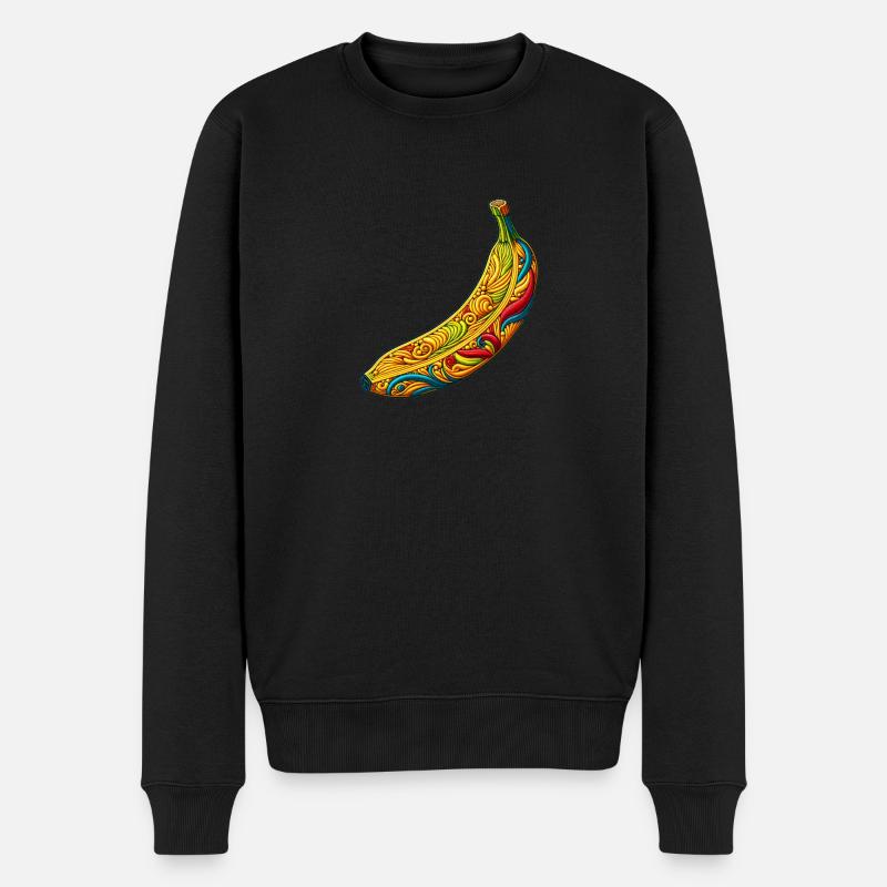Bananen-Stickerei - Männer Premium Bio Pullover - Schwarz