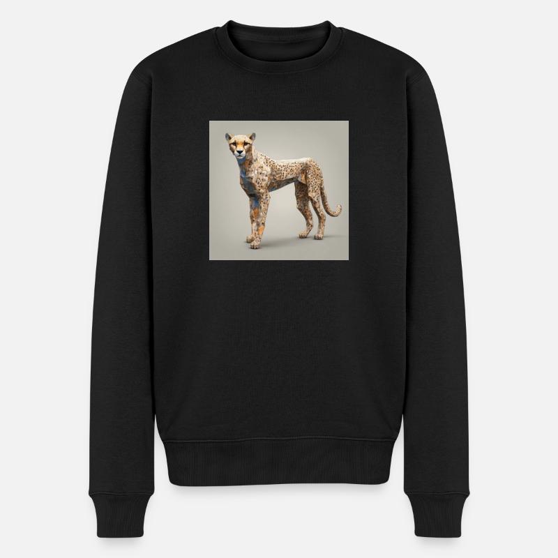 Low Poly Gepard - Männer Premium Bio Pullover - Schwarz