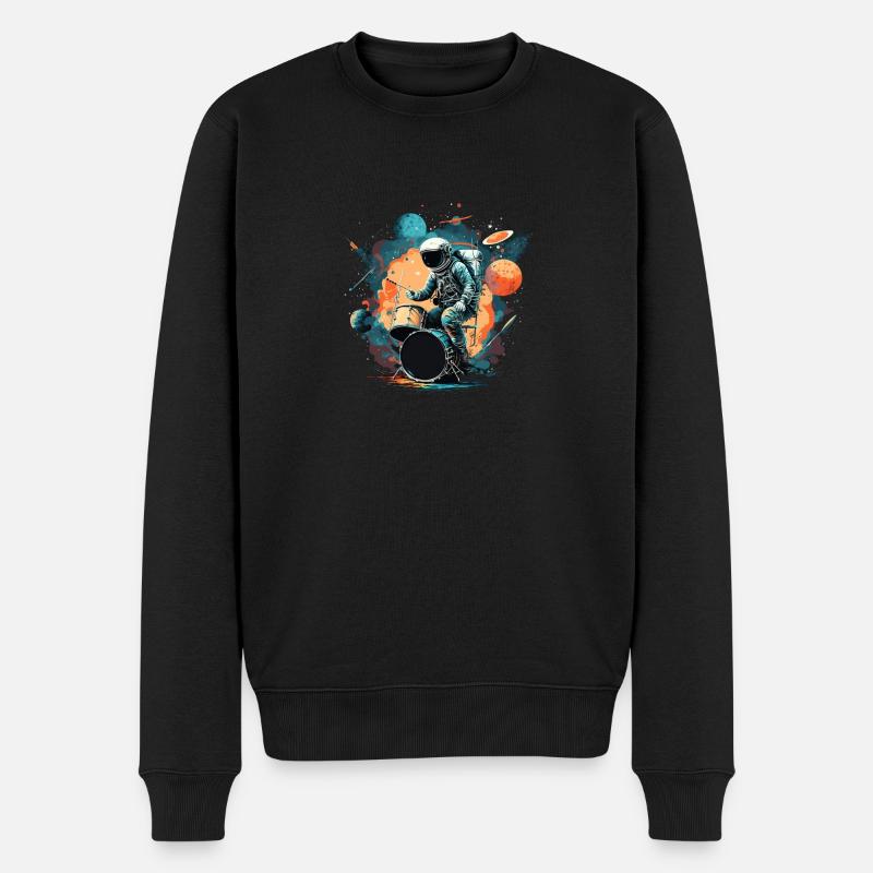 Weltraum-Schlagzeuger - Männer Premium Bio Pullover - Schwarz