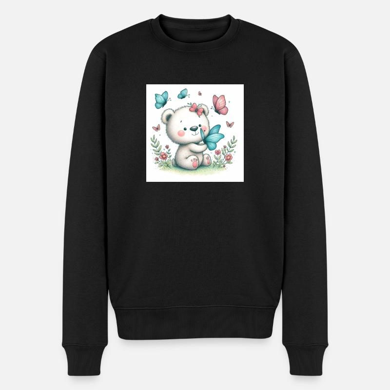 Ours avec papillon - Pull Premium bio Homme - noir
