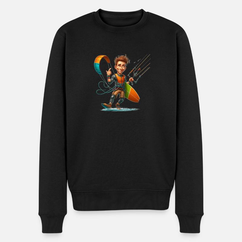 Kitesurfer 102a - Männer Premium Bio Pullover - Schwarz