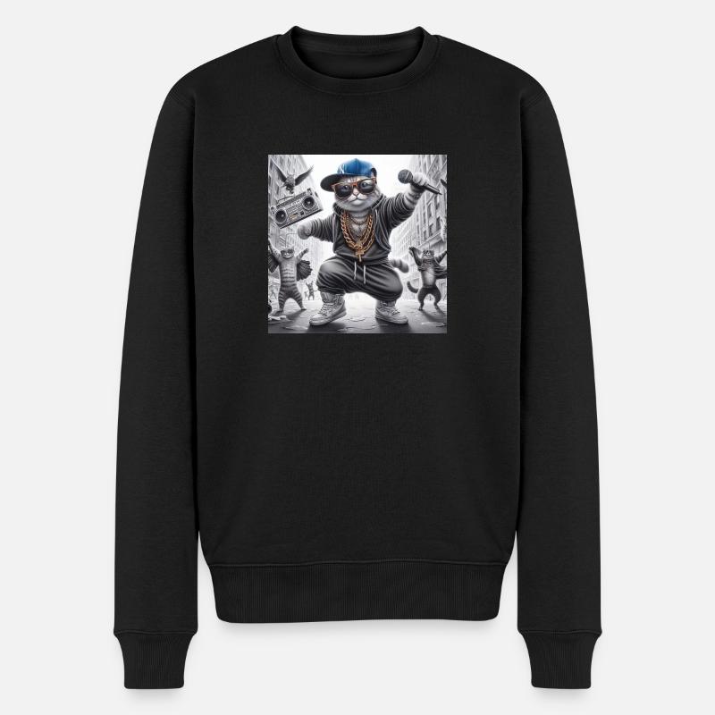 MC Meow - Männer Premium Bio Pullover - Schwarz