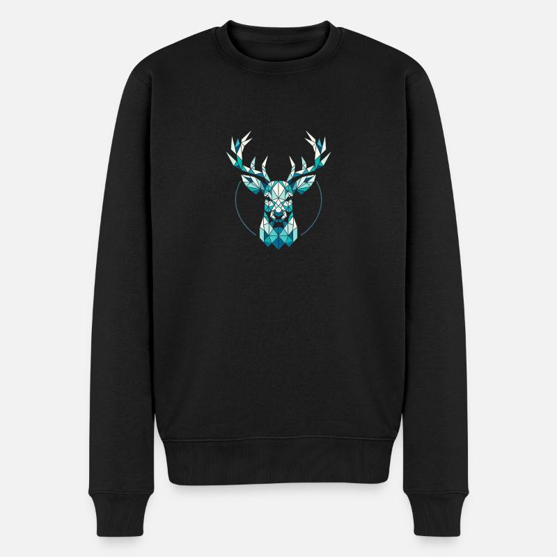 Hirsch - Männer Premium Bio Pullover - Schwarz