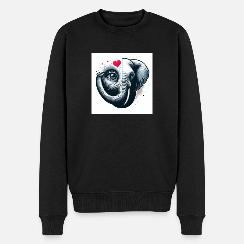 Elefant Love - Männer Premium Bio Pullover - Schwarz