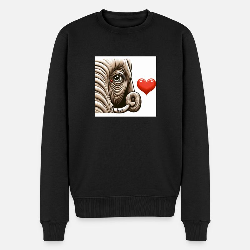 Elefant - Love - Männer Premium Bio Pullover - Schwarz