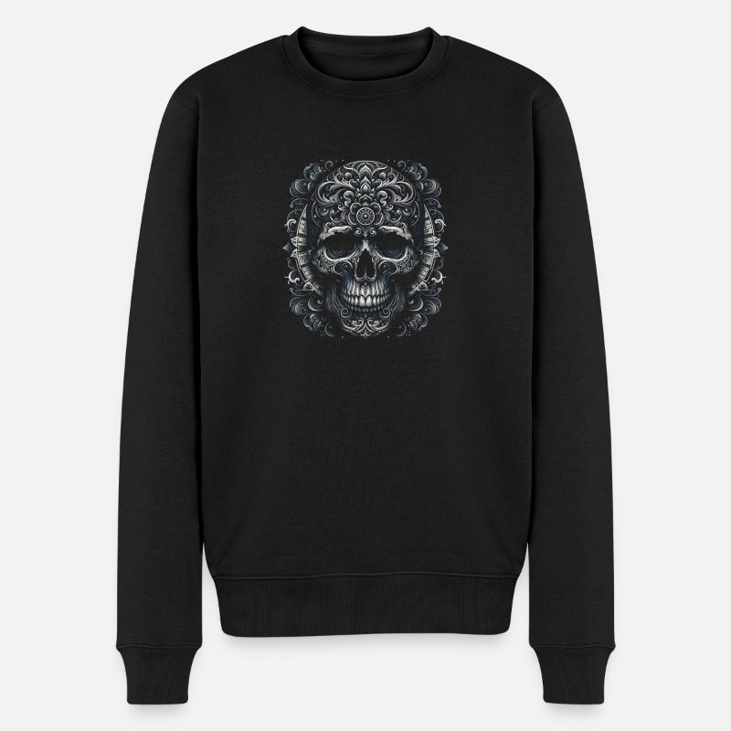 Komplizierter Akanthus - Männer Premium Bio Pullover - Schwarz