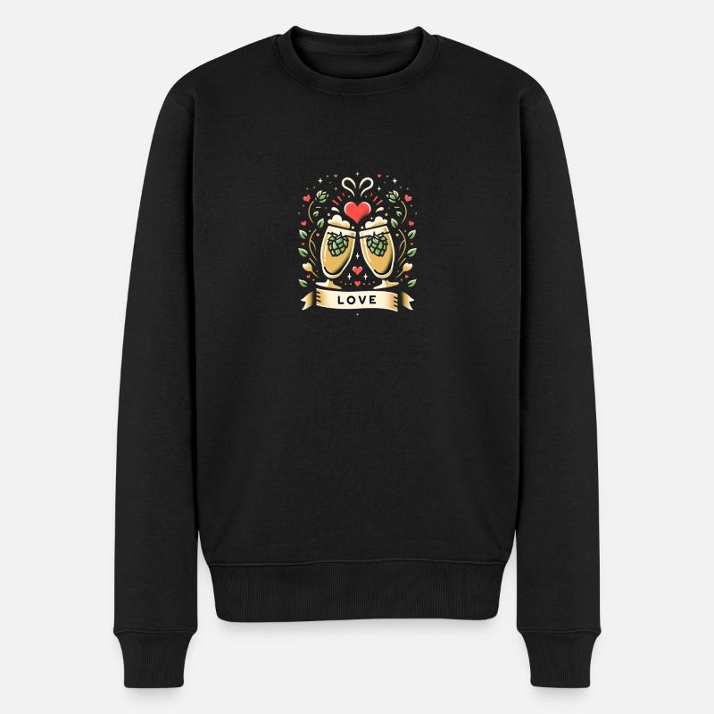 Heart & Hops : l’amour et la bière - Pull Premium bio Homme - noir