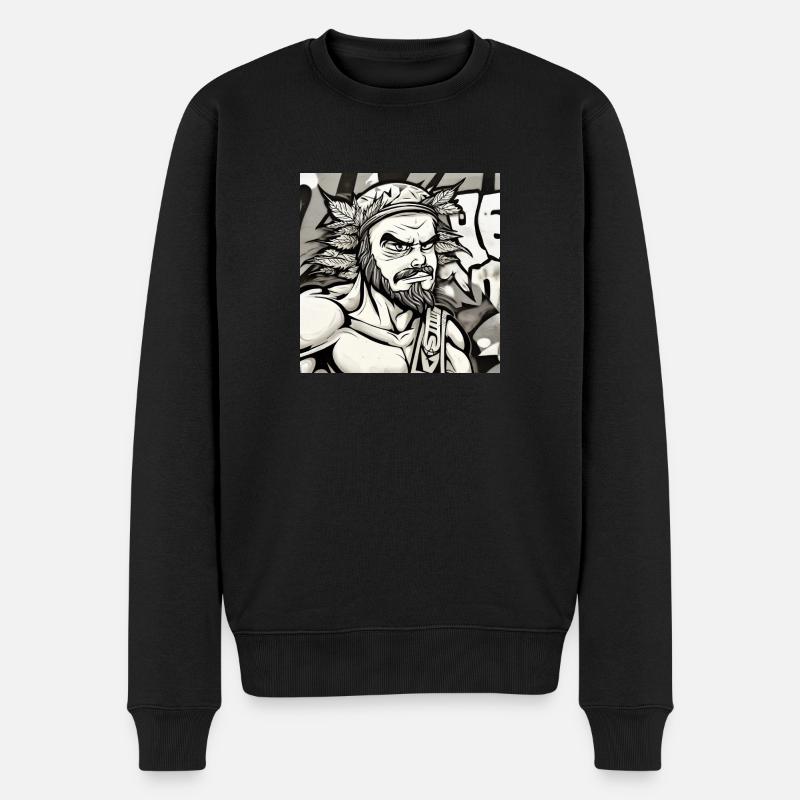 Der Krieger - Männer Premium Bio Pullover - Schwarz