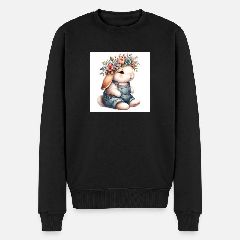 lapin fleur - Pull Premium bio Homme - noir