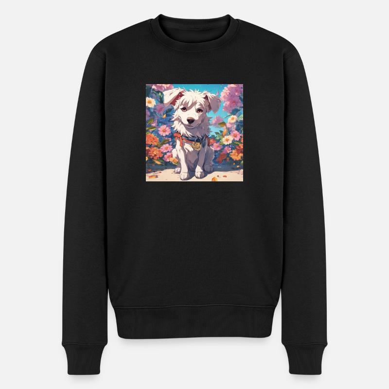 dog anime design - Männer Premium Bio Pullover - Schwarz