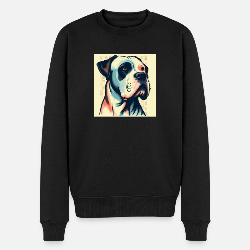 Dogo Argentino im Risographie Style - Männer Premium Bio Pullover - Schwarz