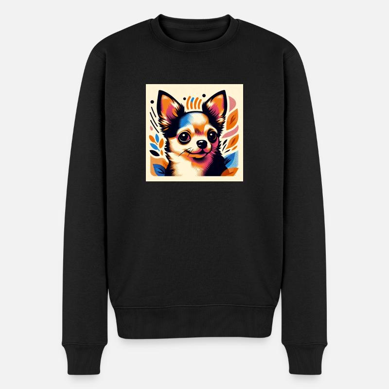 Chihuahua Risographie Vektorstyle 2 - Männer Premium Bio Pullover - Schwarz