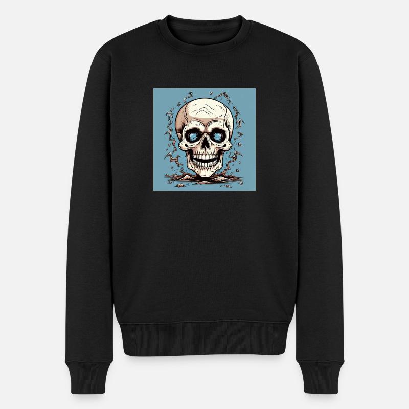 Totenkopf Cartoon - Männer Premium Bio Pullover - Schwarz