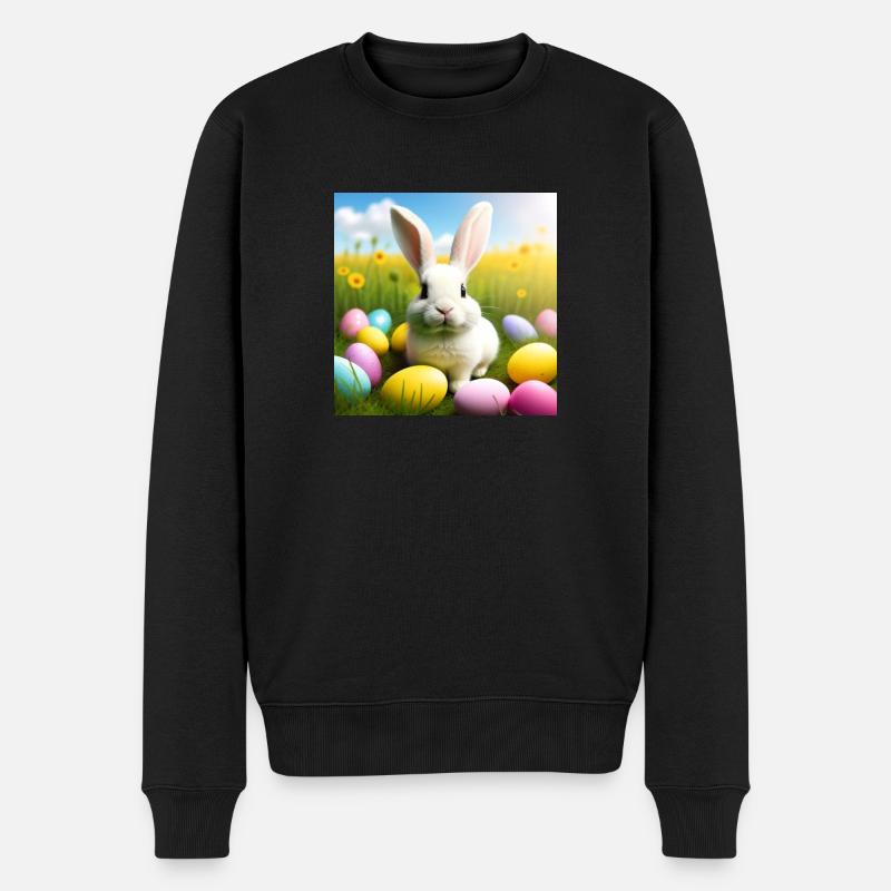 süßer Osterhase zwischen Ostereiern - Männer Premium Bio Pullover - Schwarz