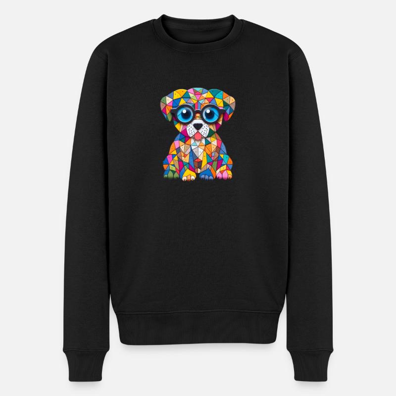 Abstrakter Babyhund mit Brille - Männer Premium Bio Pullover - Schwarz