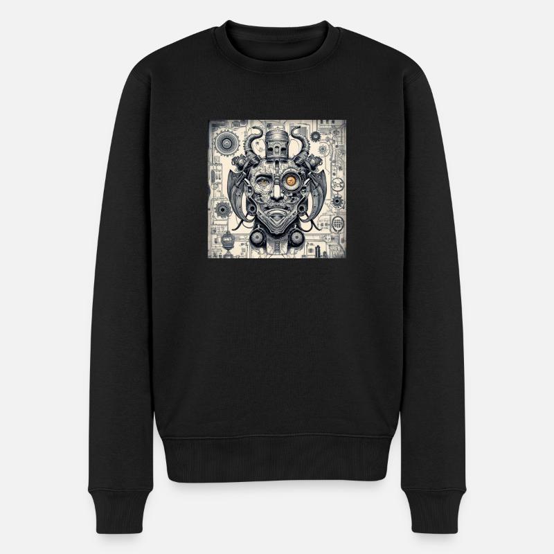 Cyborg im Dämonenstil, Steampunk, Cyberpunk - Männer Premium Bio Pullover - Schwarz
