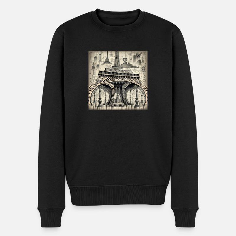 Eiffelturm Cyberpunk Steampunk Cyborg Stil - Männer Premium Bio Pullover - Schwarz