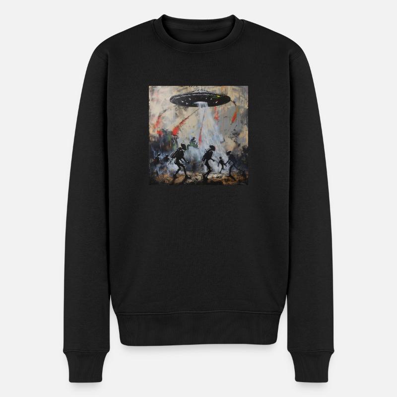 Außerirdische Straßenkunst - Männer Premium Bio Pullover - Schwarz