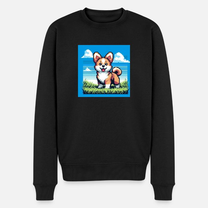 Lustiger Hund - Männer Premium Bio Pullover - Schwarz