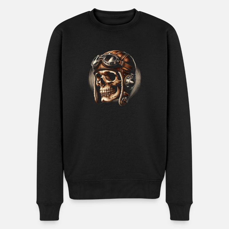 Retro-Flugschädel - Männer Premium Bio Pullover - Schwarz