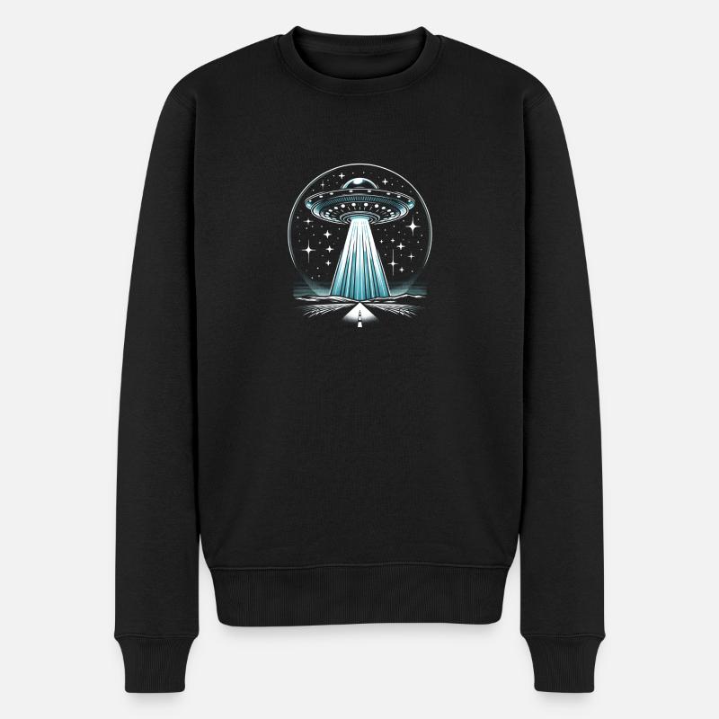 Nachtwache über den Ebenen - Männer Premium Bio Pullover - Schwarz