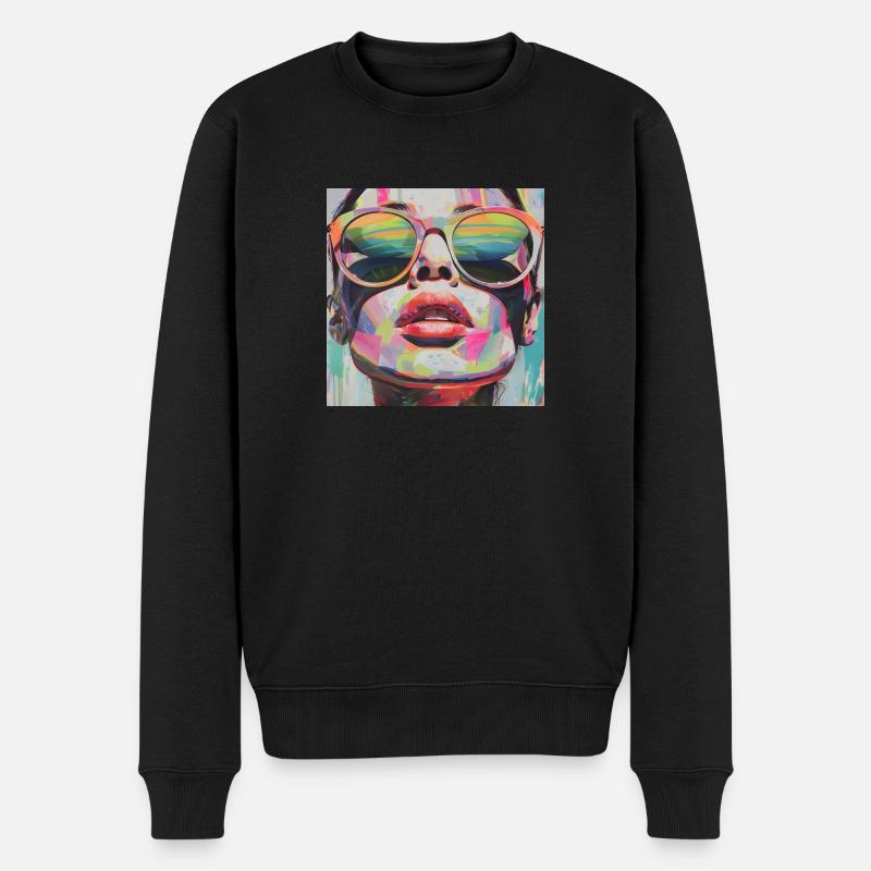 Psychedelic Shades - Männer Premium Bio Pullover - Schwarz