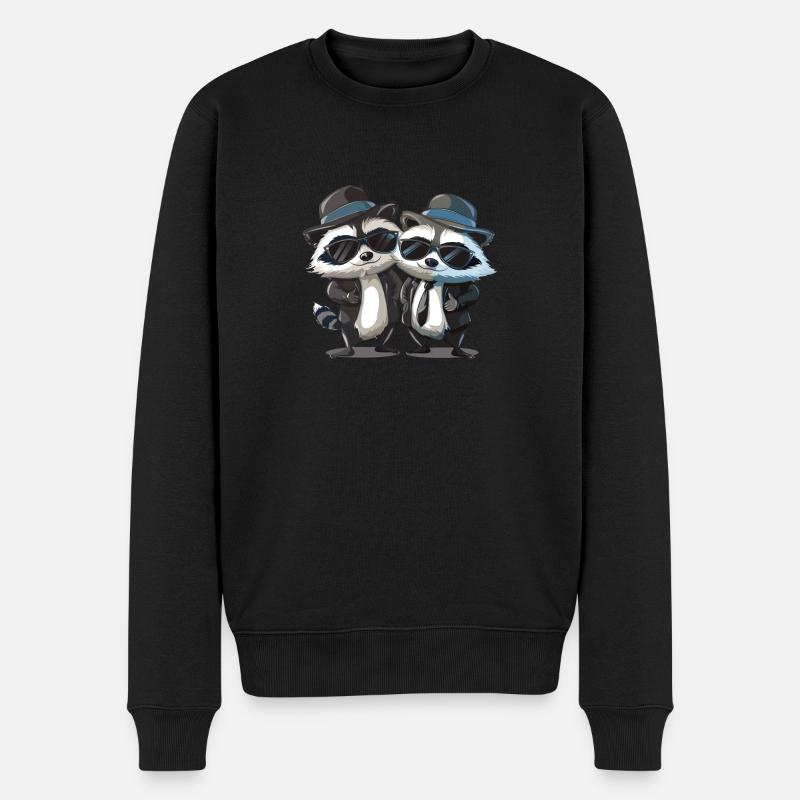 Blues Raccones - Männer Premium Bio Pullover - Schwarz