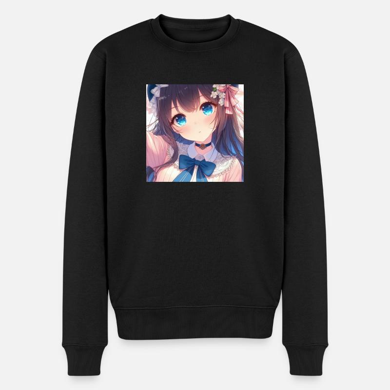 Anime Blaue Augen - Männer Premium Bio Pullover - Schwarz
