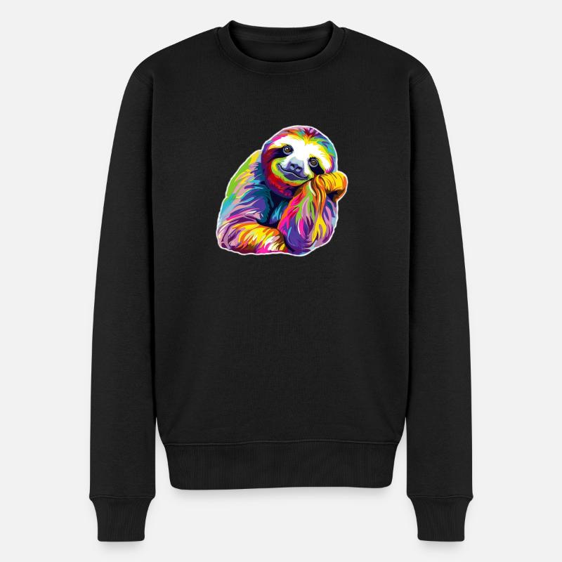 Faultier gelangweilt - Männer Premium Bio Pullover - Schwarz