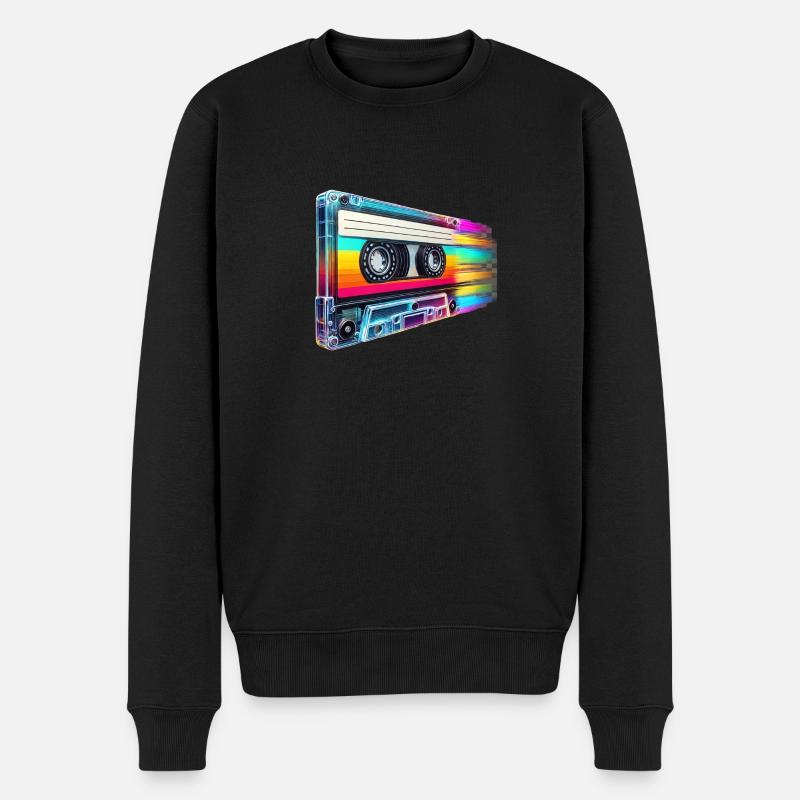 Retro Cassette - Männer Premium Bio Pullover - Schwarz