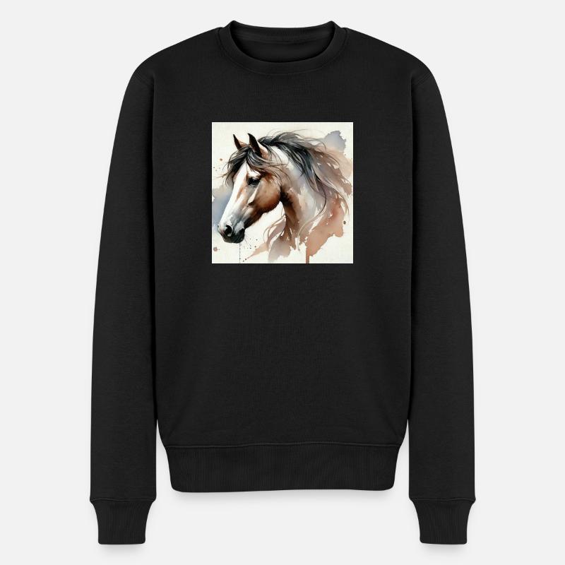 Aquarell Pferd - Männer Premium Bio Pullover - Schwarz