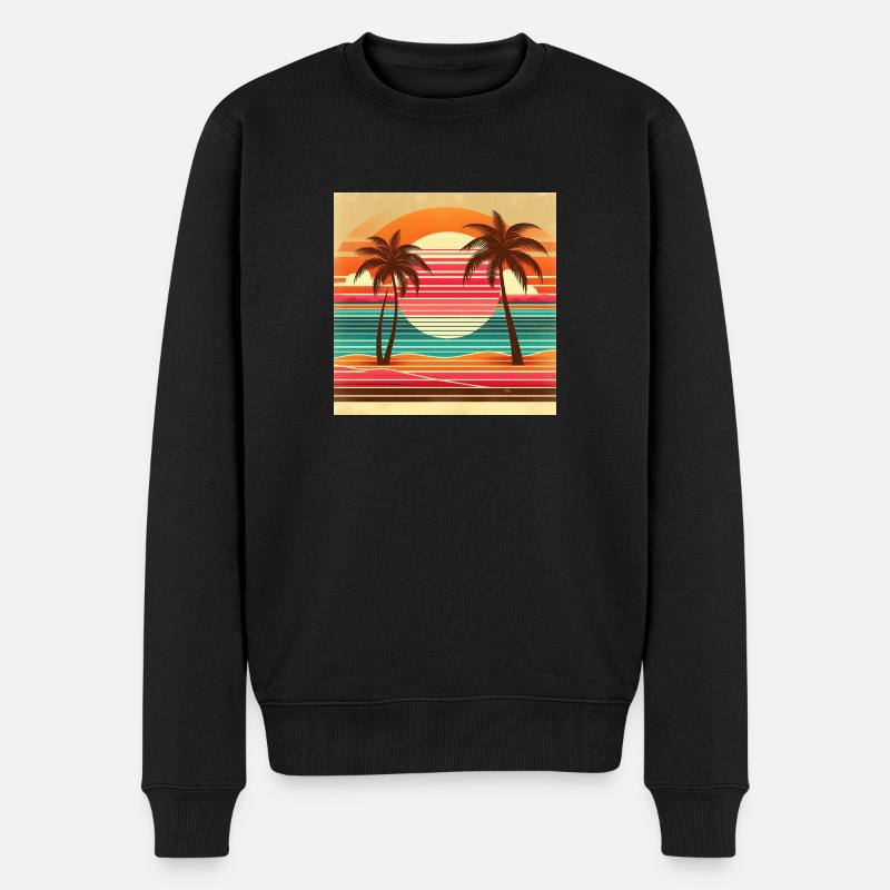 Retro Tropics - Männer Premium Bio Pullover - Schwarz