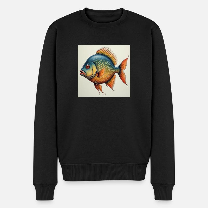 Fisch - Männer Premium Bio Pullover - Schwarz