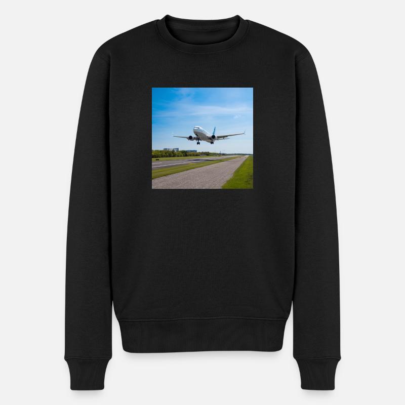 Flugzeug - Männer Premium Bio Pullover - Schwarz