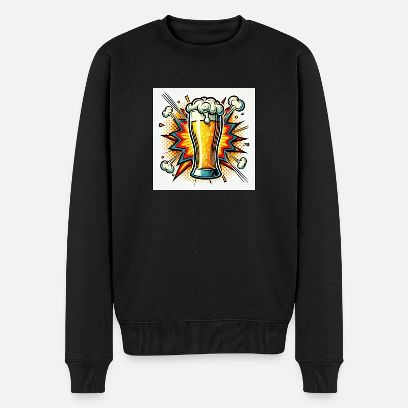 Power Bier Comic - Männer Premium Bio Pullover - Schwarz