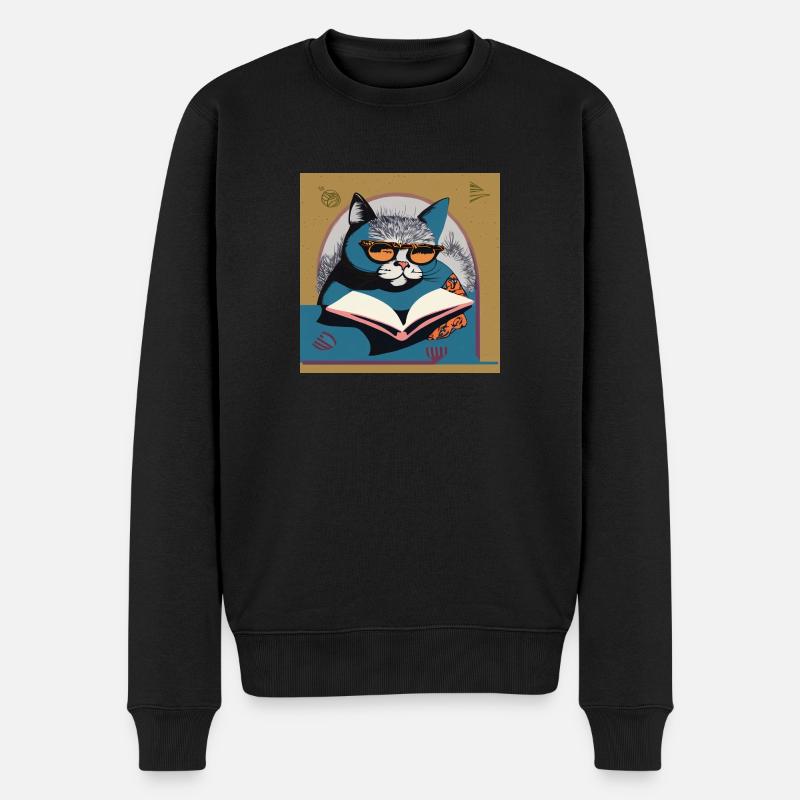 Eine schlaue Katze - Männer Premium Bio Pullover - Schwarz