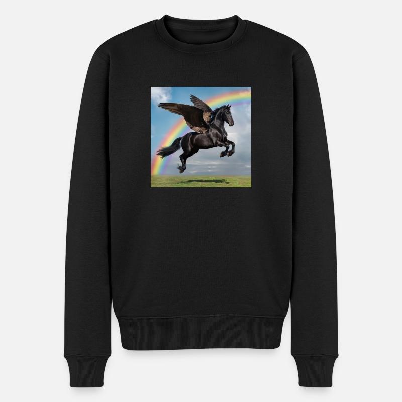 Pégase arc-en-ciel - Pull Premium bio Homme - noir