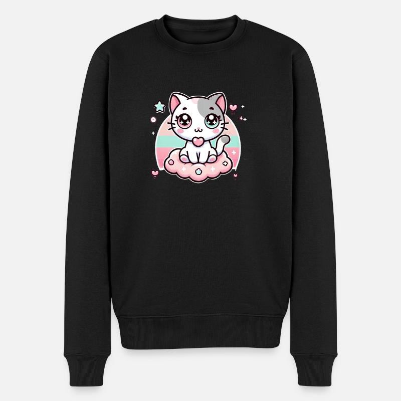 Chat de style kawaii - Pull Premium bio Homme - noir