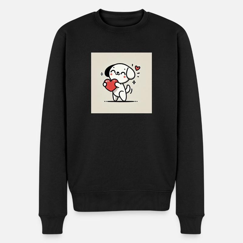 Herz Bringer Hündchen - Männer Premium Bio Pullover - Schwarz