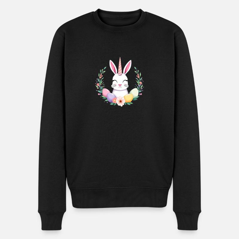 Einhornosterhase - Männer Premium Bio Pullover - Schwarz
