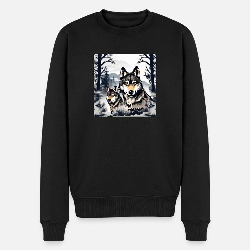 loup 1 - Pull Premium bio Homme - noir