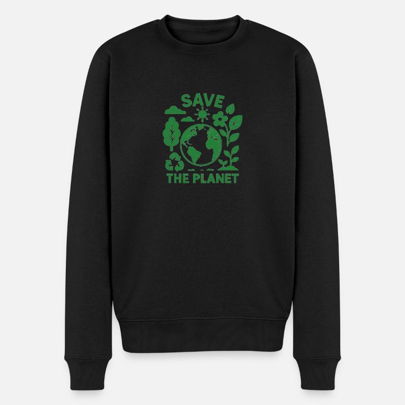 Save the Planet - Männer Premium Bio Pullover - Schwarz