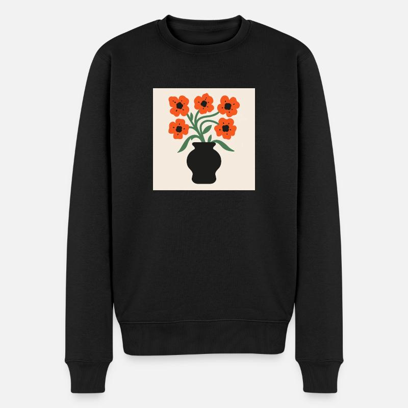 Moderne Blumen – Minimal Art - Männer Premium Bio Pullover - Schwarz