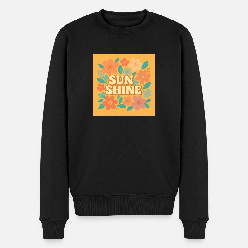 Sunshine - Retro Floral Vibes - Männer Premium Bio Pullover - Schwarz