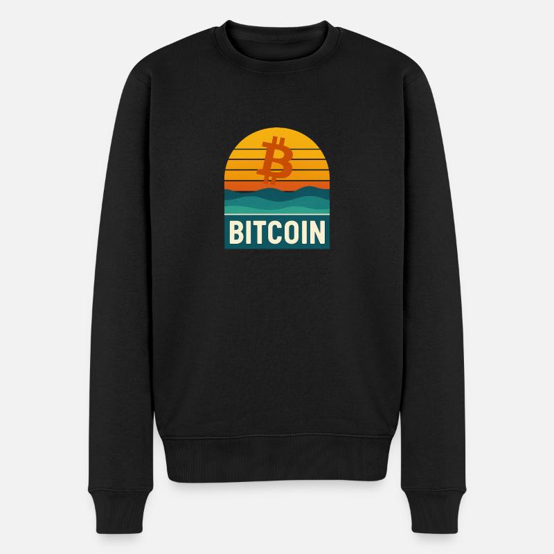 Bitcoin Retro - Männer Premium Bio Pullover - Schwarz