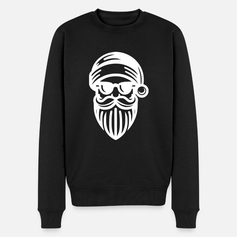 Cooler Weihnachtsmann mit Mütze und Sonnenbrille - Männer Premium Bio Pullover - Schwarz