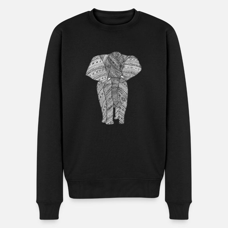 Elefant schwarz/weiß - Männer Premium Bio Pullover - Schwarz